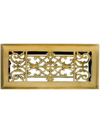 Solid Brass Classical Style Floor Register with Louver Antique Brass.